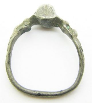 16th century Renaissance Tudor period silver & coral set finger ring size 10 6