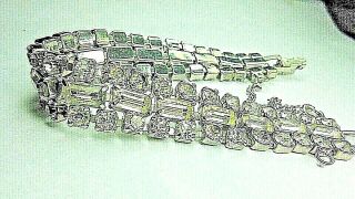 Weiss Signed Vintage 3 Row Clear Rhinestone Bracelet Safety Chain 7 "