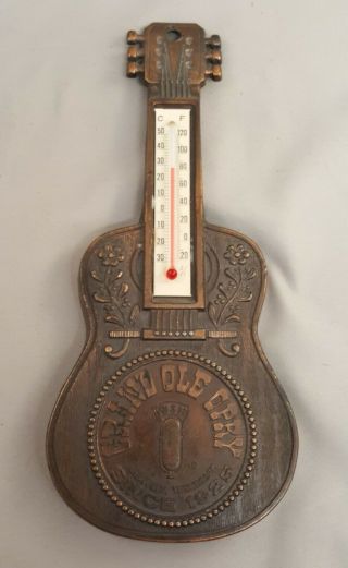 Vintage Nashville Tennessee Grand Ole Opry Guitar Thermometer Metal Souvenir