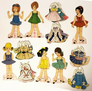 Vintage Paper Dolls 1969 Sugar And Spice,  Cut,  Artcraft,  6 Dolls & Clothes