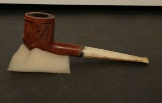 Vintage Esterd Briar Hand Carved Wood Scene Smoking Pipe Asian Motif Tobacco