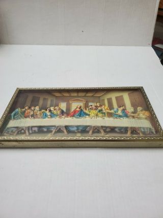 The Last Supper 3d Intercraft Industries Corp Picture Goldtone Frame Vintage