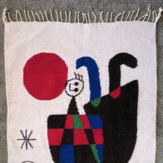 Joan Miro Large Wool Tapestry of Personages Mid - Century Modern Rug Wall Hanging 2