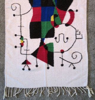 Joan Miro Large Wool Tapestry of Personages Mid - Century Modern Rug Wall Hanging 3
