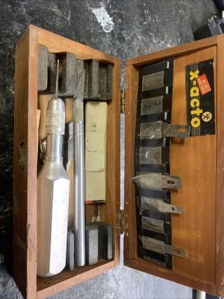 Vintage X - Acto Exacto Knife Tool Set W/ Wooden Box