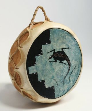 Native American Painted Drum - Phillip Martinez - Taos Pueblo - Southwest Arts&crafts
