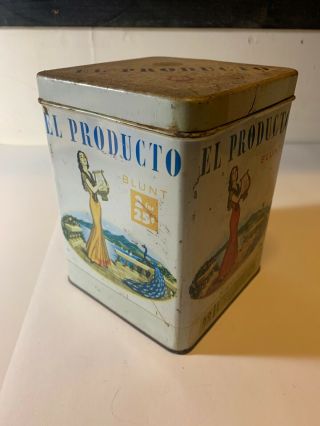 Vintage Rare Advertising Tobacco Tin El Producto Cigar 2 For 25 Cents 6” Tall