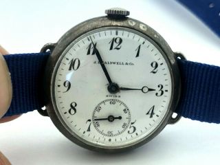 1910s Longines J.  E.  Caldwell & Co Wwi Military Sterling Silver Enamel Dial Runs