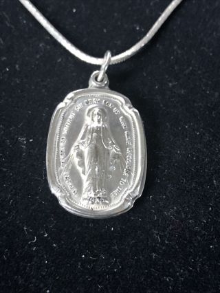 Vintage Sterling Silver Double Miraculous Medal Virgin Mary & St.  Christopher