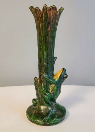 Antique Weller Coppertone Frog Vase,  Colors And Hard To Find