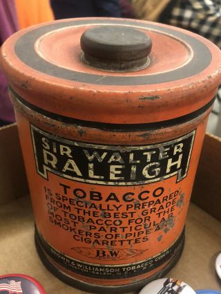 Sir Walter Raleigh Vintage Pipe & Cigarette Smoking Tobacco Tin Can Label