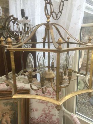 Antique Vintage French Chandelier Brass Light Lovely Shape
