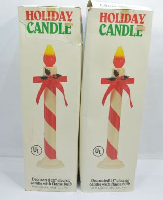 Vintage Large 18” Indoor Electric Christmas Candles Decorations White & Red
