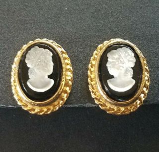 Victorian Style Clip On Earrings Made With Vintage Cameo From West Germany