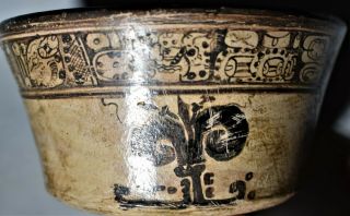 Pre Columbian Mayan Bowl,  Glyphs 5 " Prov
