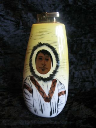 Vintage Sascha Brastoff Alaska Pottery Table Lighter Eskimo