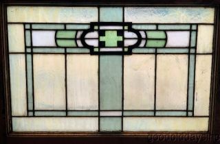Antique Chicago Arts & Crafts Stained Leaded Glass Transom Window 32 " X 23 "