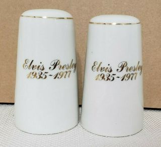 Vintage White Gold Trim Elvis Presley Salt And Pepper Shakers Dates Years King