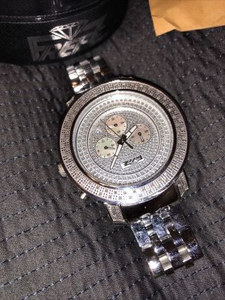 Freeze Diamond/stainless Steel Chrono Mother Of Pearl Watch Jewelry 7 2/8” $2295