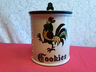 Vintage Metlox Poppytrail Rooster Cookie Jar W Lid Canister - California Provinci