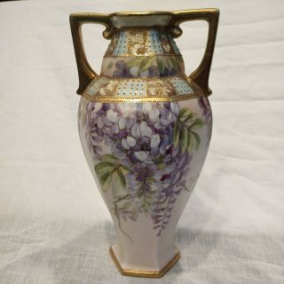Vintage Japanese Nippon Hand Painted Antique Porcelain Vase 10 1/2”