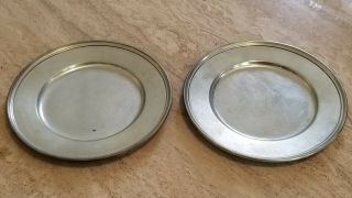 Set Of Two Antique Vintage Sterling Silver Tiffany Co Butter Plates Solid 371 Gr