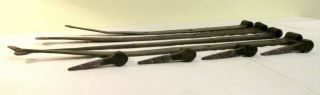 Antique 18th C.  Hand Forged Wrought Cast Iron Door Strap Hinges & Pintles 2