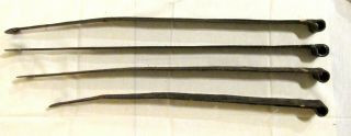 Antique 18th C.  Hand Forged Wrought Cast Iron Door Strap Hinges & Pintles 5