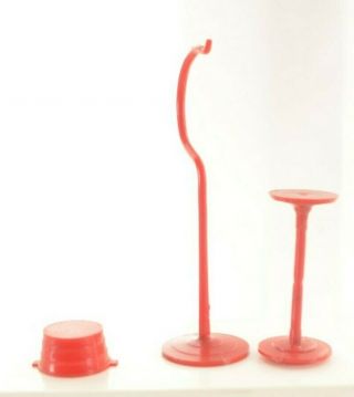 Red Performing Poles And Stand Vtg 1950s Marx Circus Playset Parts