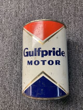 Vintage Gulf Gulfpride Motor Oil 1 Quart All Metal Can