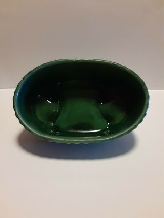 Vintage Hull USA F39 Mid Century Forest Green Oval Ribbed Planter 3