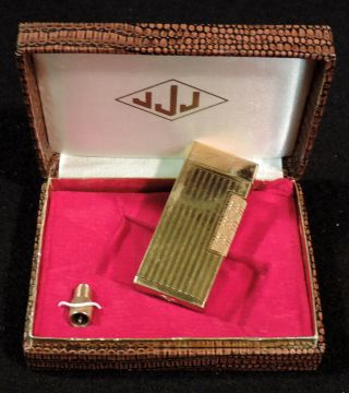 Jjj Vintage Gold Tone Butane Cigarette Lighter Made In Japan