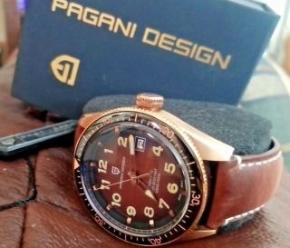 Pagani Design Pd - 1649 Men Automatic Watch Leather Band Rose Gold - Open Box