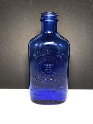 Vintage Milk Of Magnesia Blue Cobalt Bottle Made In The Usa Cha Sh Philips Co.