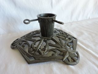 Vintage German Cast Iron Christmas Tree Stand With Stars And Candles
