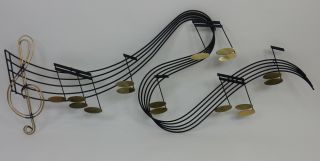 Mid Century Modern Curtis Jere Large Music Notes Wall Art Sculpture,  Signed 1988