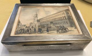 Antique Heavy Sterling Silver Presentation Cigar Table Box German Ambassador