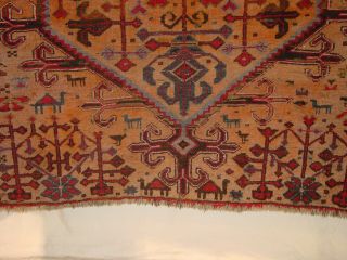 Wonderful Antique Turkestan Or Khotan Rug W.  Camels And Wolves Hg