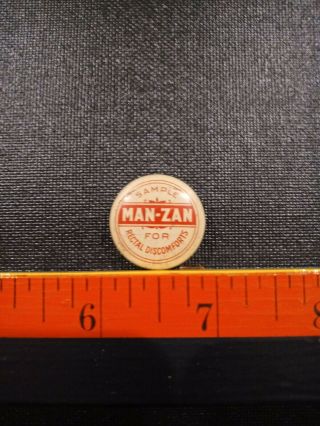 Tiny Vintage Man - Zan For Rectal Discomfort Advertising Medicine Tin.