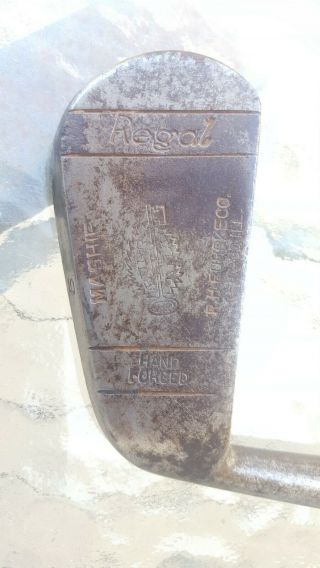 Vintage Regal Lh Hand Forged Hickory Wood Shaft 5 Iron Mashie Golf Club 38 " {005