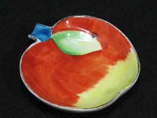 Occupied Japan Vintage Porcelain Apple Figural Ashtray Snuffer Japan Fruit