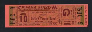 Vintage 1976 Stephen Stills & Neil Young Full Concert Ticket @ Chicago Stadium