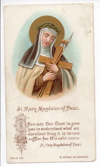 Vtg St Mary Magdalen Of Pazzi Religious Catholic Holy Card B.  Kuhlen M.  Gladbach