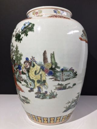 Antique Chinese Kangxi Famille Rose Verte Qing Dynasty Jar Vase 19th Century 2