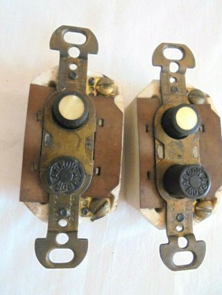 2 Vintage Arrow Push Button Electric Light Switches Porcelain Mother - Of - Pearl