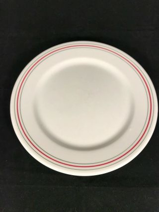Vintage Iroquois Restaurant Ware 9 Inch Plate White With Red & Green Stripe
