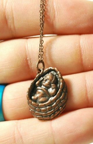 Vtg Necklace 1998 Dreamworks Prince Of Egypt Baby Moses Charm