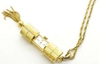 Vintage La Marque Gold Tone Tassel Pendant Watch & Necklace Swiss Made