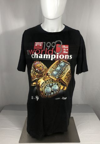 Vintage 90s Three In A Row World Champions Chicago Bulls T - Shirt On Salem Xl