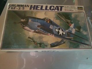 Hasegawa 1/32 Scale Grumman F6f - 3/5 Hellcat Us Navy Fighter Vintage Model Kit